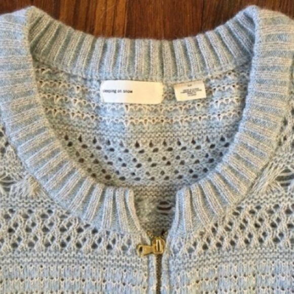 Sleeping on Snow zip down light Blue Sweater - Picture 4 of 14